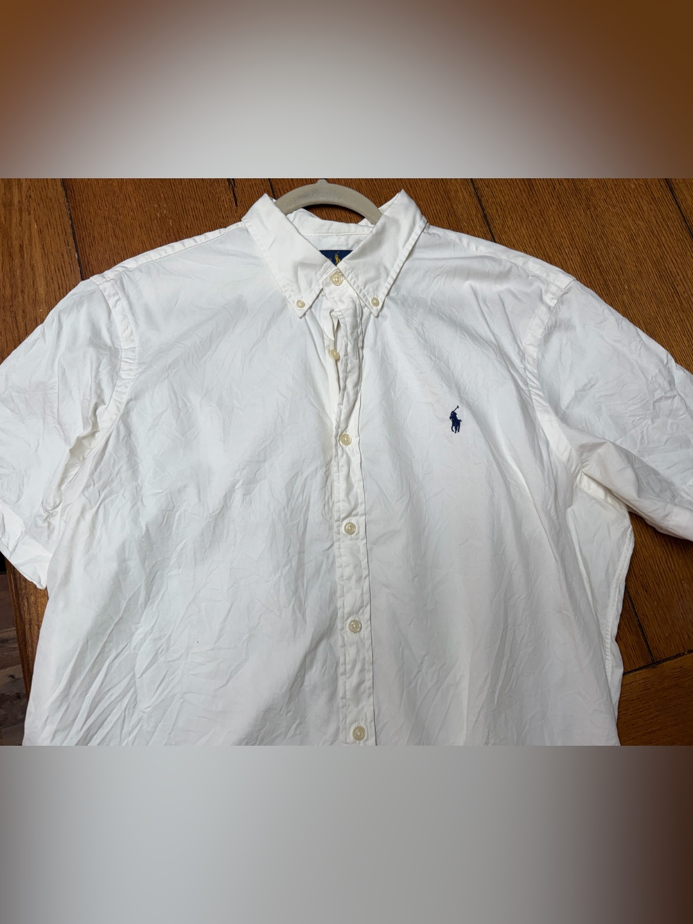Ralph Lauren White Short-Sleeve Button-Down with Navy Pony